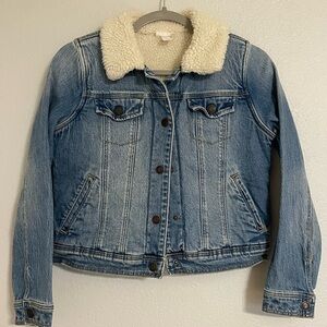 Girls Cat & Jack Denim Jacket with Sherpa Collar and Lining